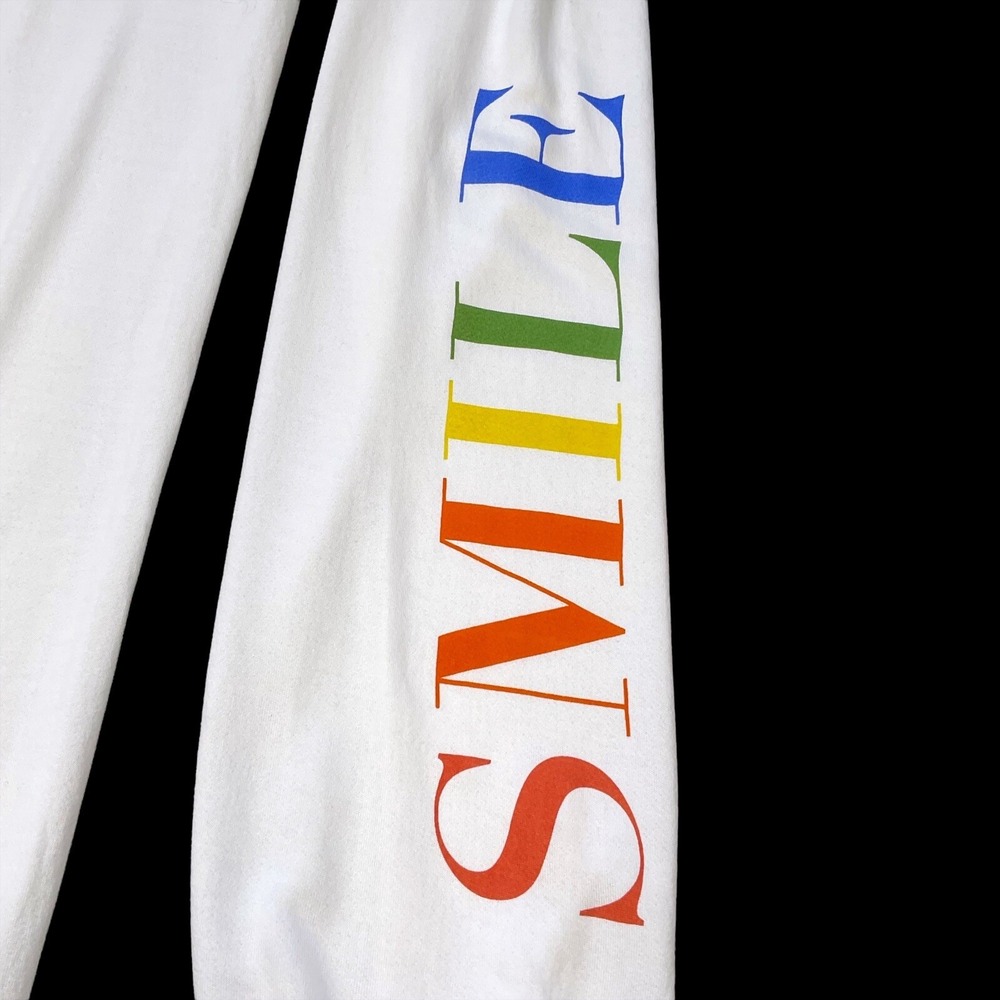 Anthropologie Sundry Jogger  Women Small White Sweatpants Smile Rainbow NWOT